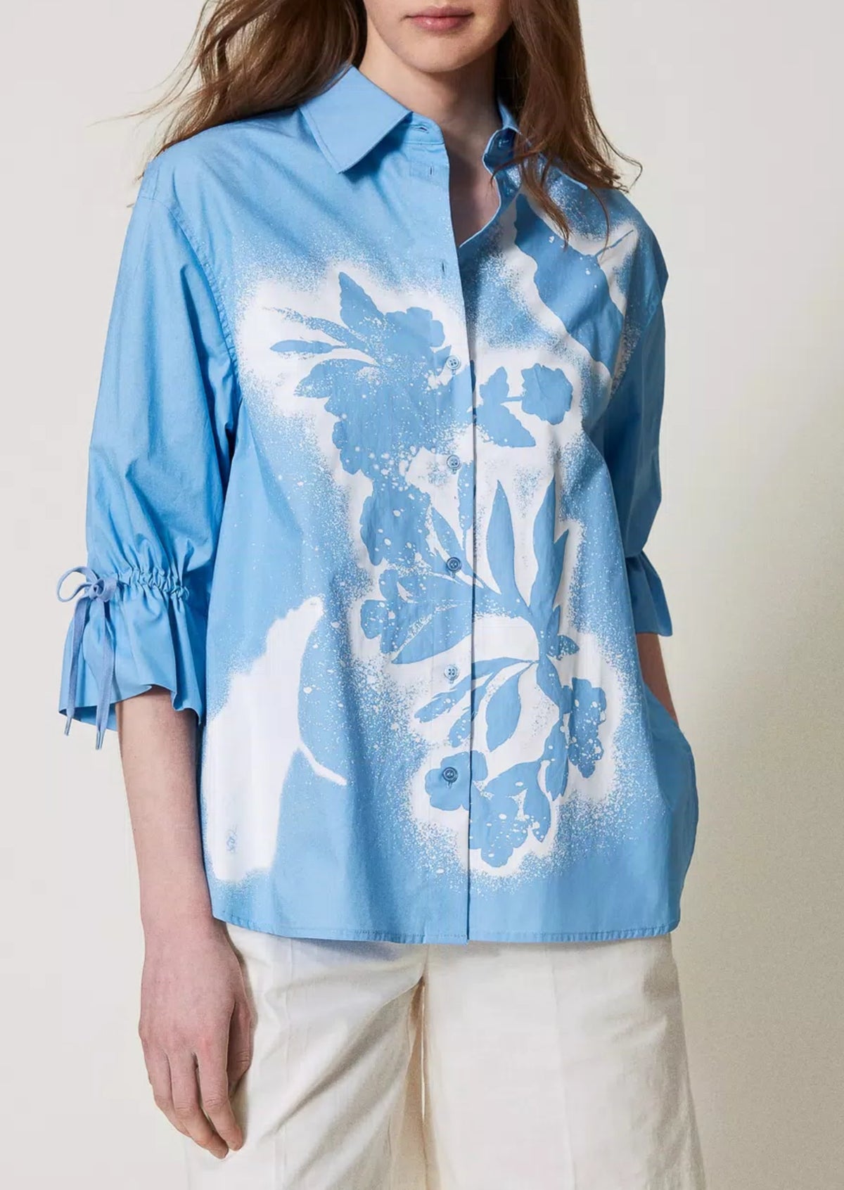 Twinset Camicia floreale MYFO con coulisse Azzurro