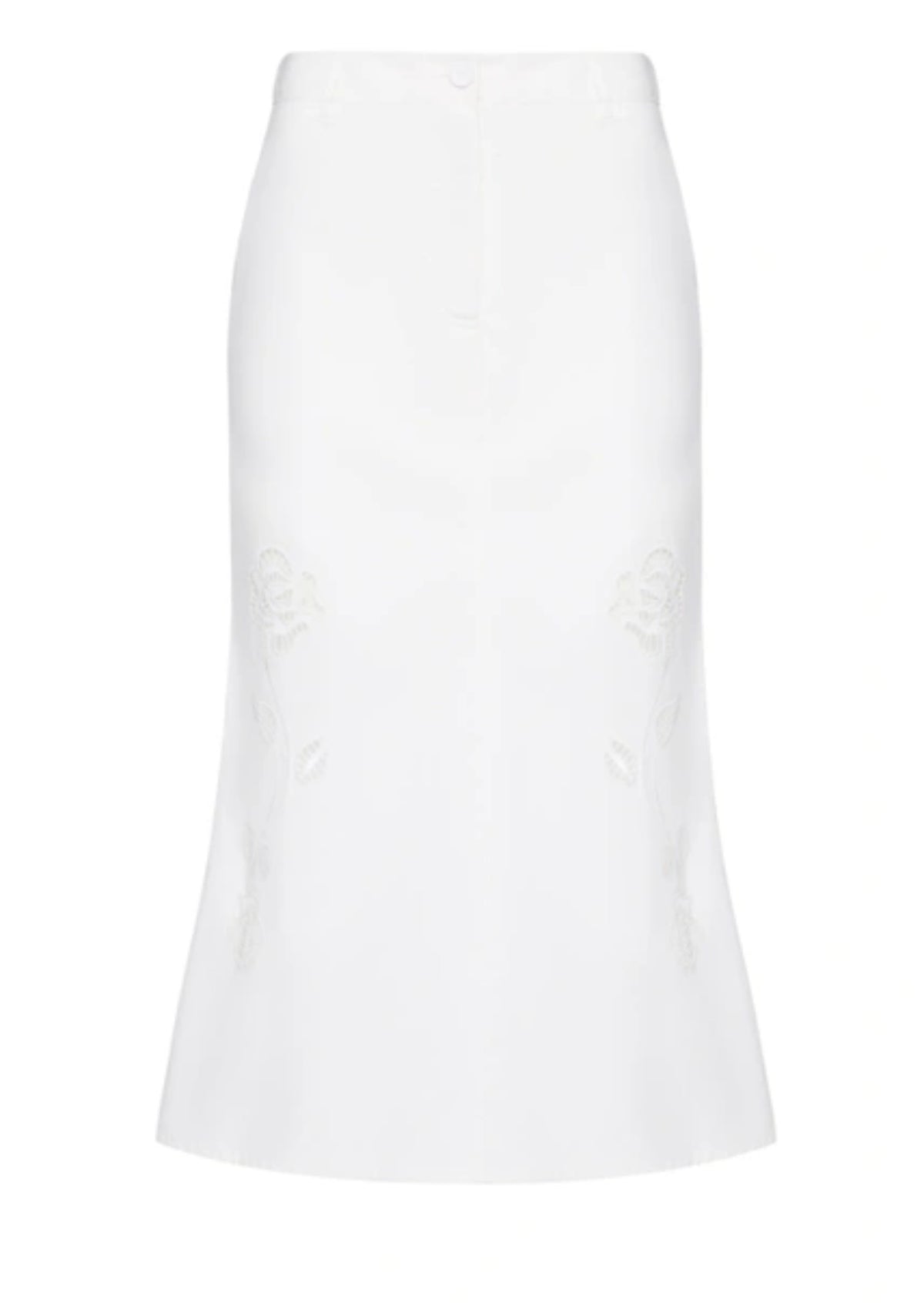 Twinset Gonna longuette in popeline con ricami Bianco