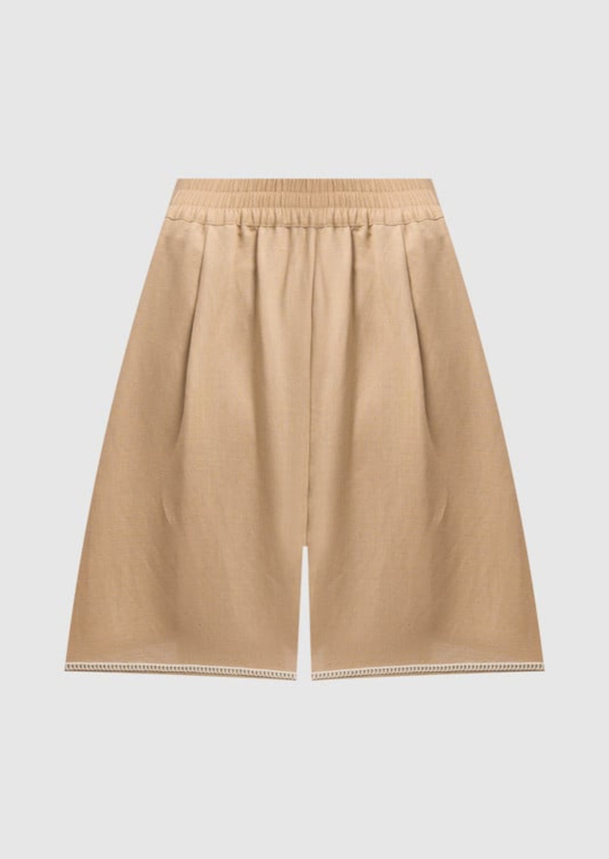Twinset Shorts in misto lino con ricami Beige