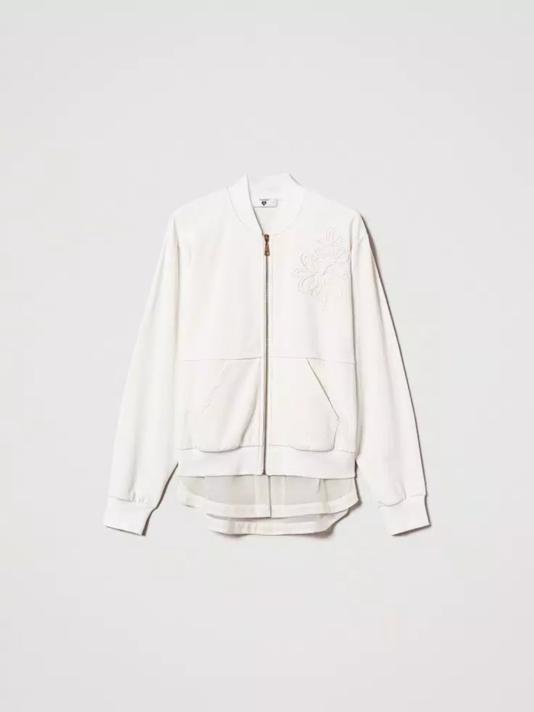 Twinset Felpa con Ricamo e inserto in organza Bianco