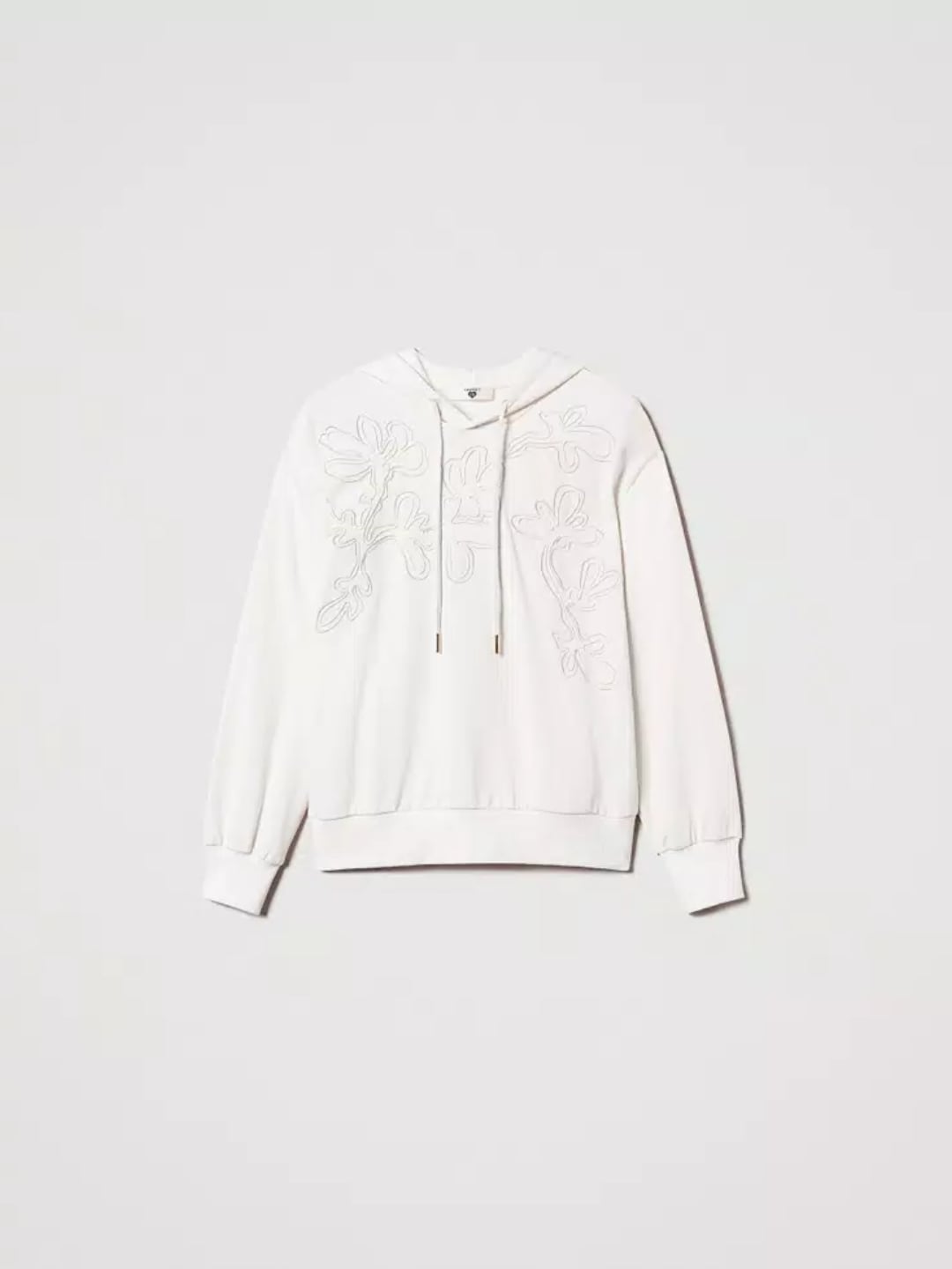 Twinset Felpa con Ricamo e Cappuccio Bianco