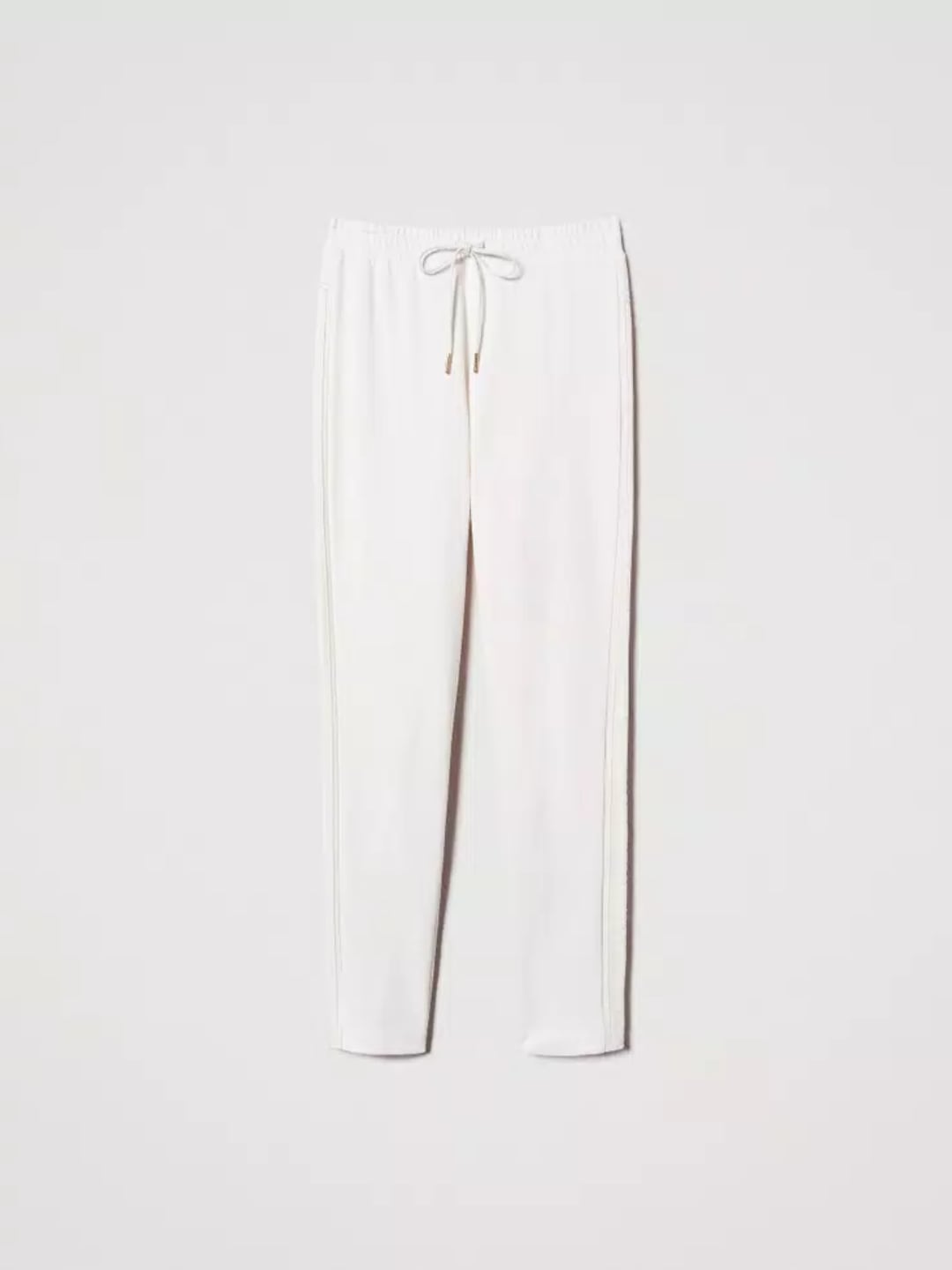 Twinset Pantaloni a Sigaretta con Ricamo Donna Bianco