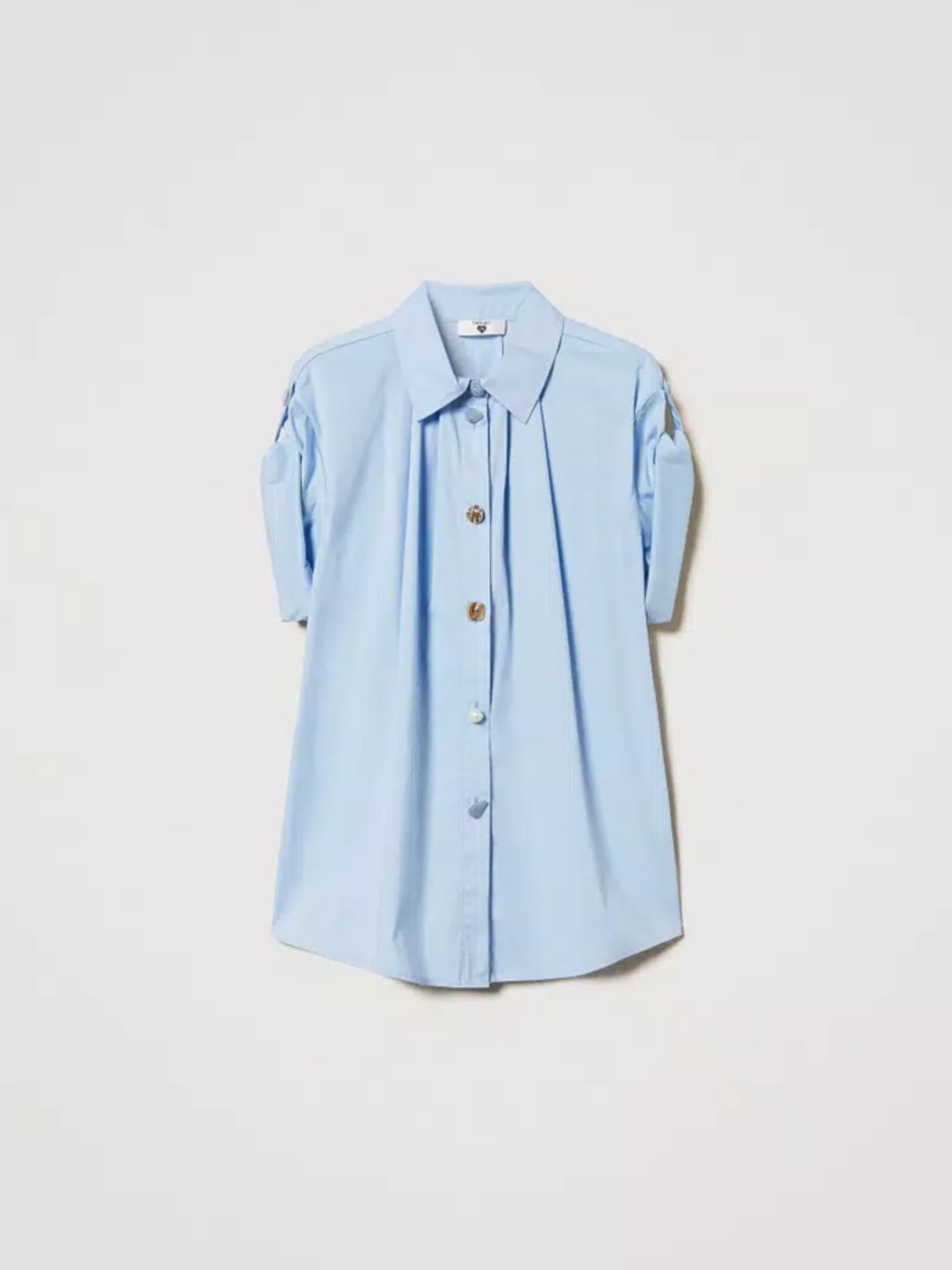 Twinset Camicia in popeline con bottoni Azzurro