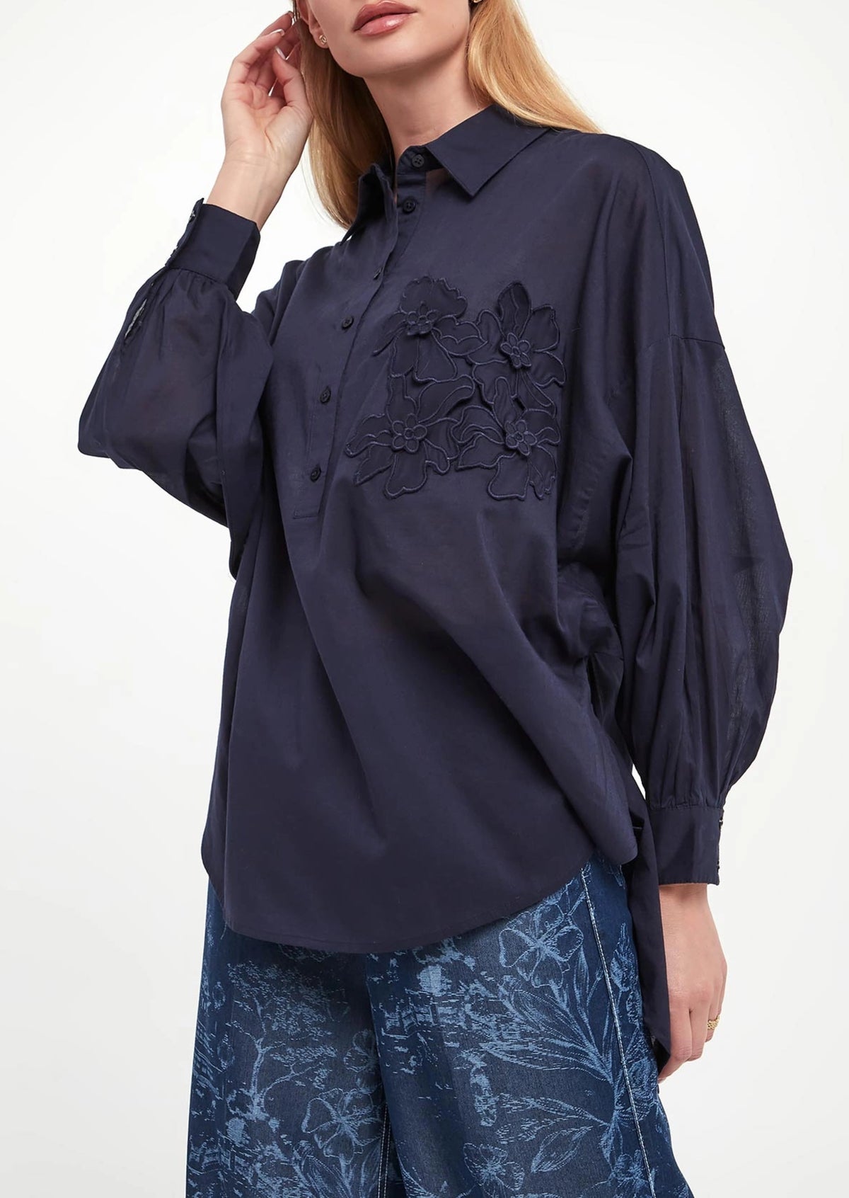 Twinset Camicia over in mussola di cotone Blu