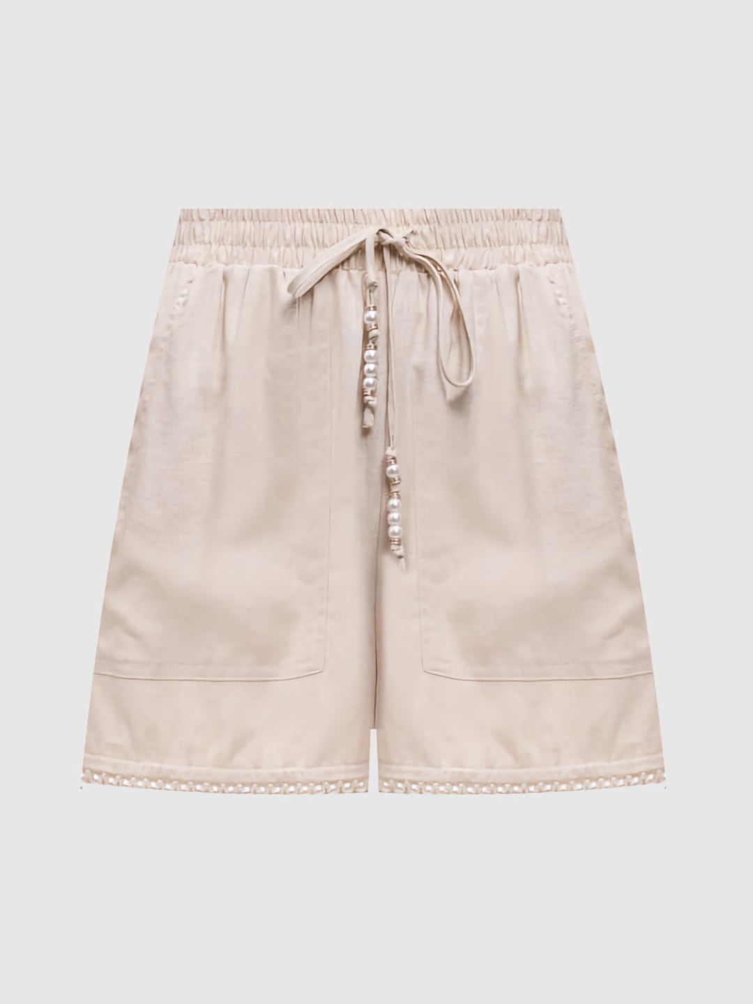 Twinset Shorts in misto lino con perle Biege