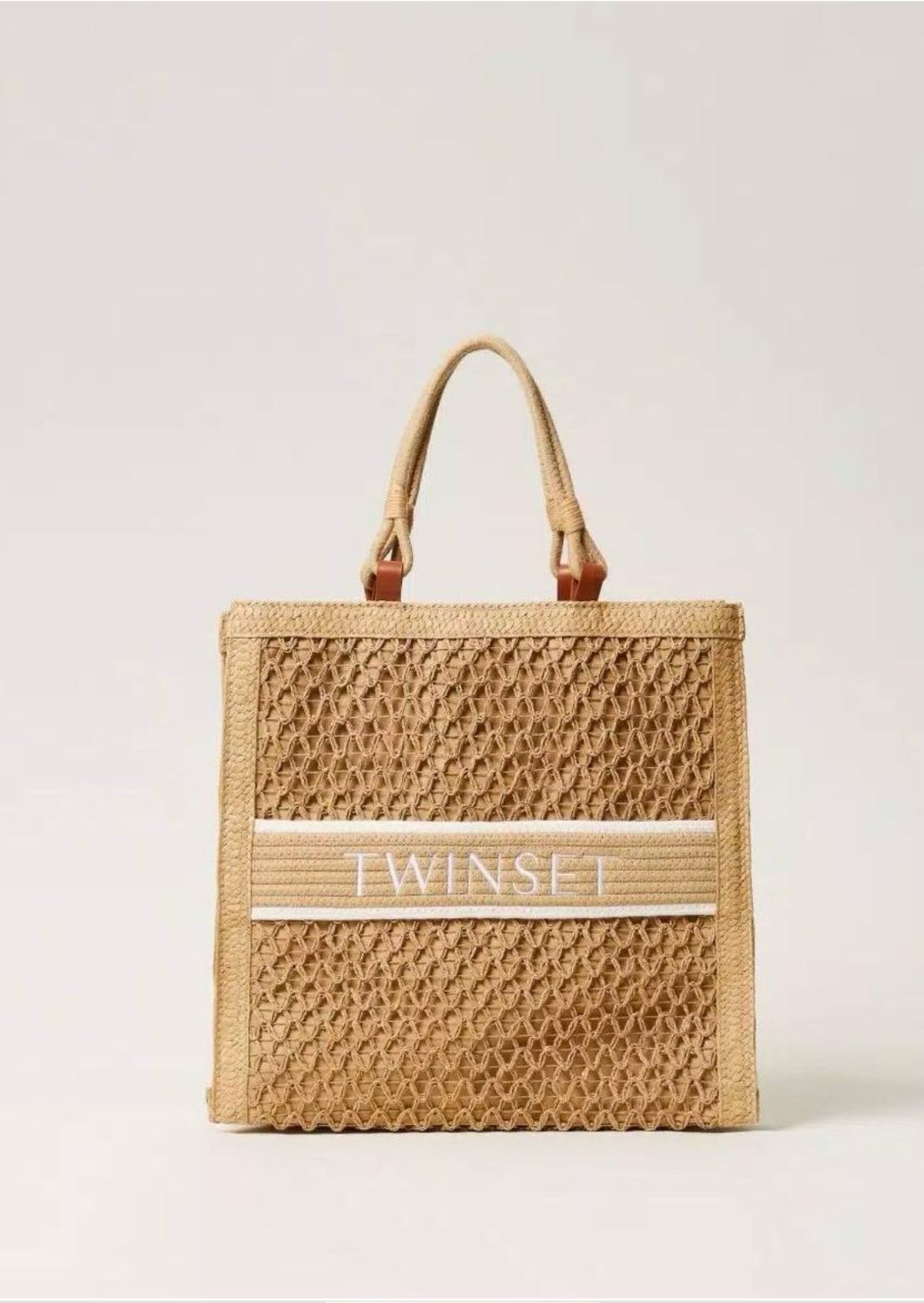 Twinset Borsa shopper in paglia intrecciata Paglia
