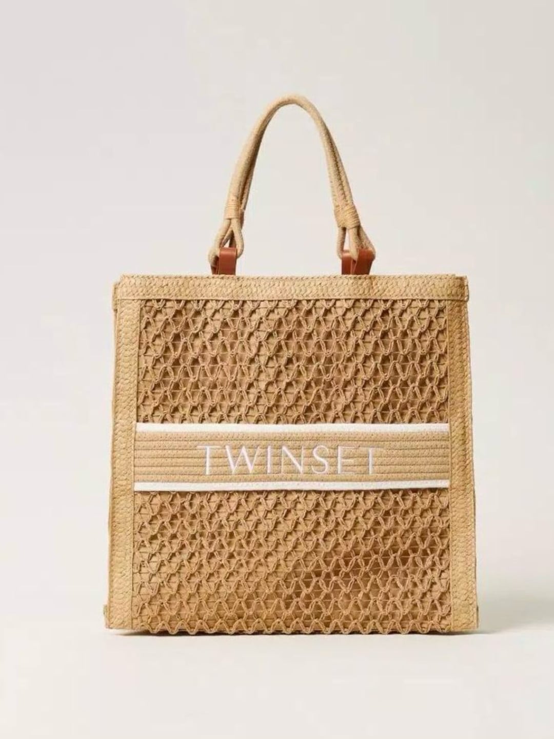 Twinset Borsa shopper in paglia intrecciata Paglia