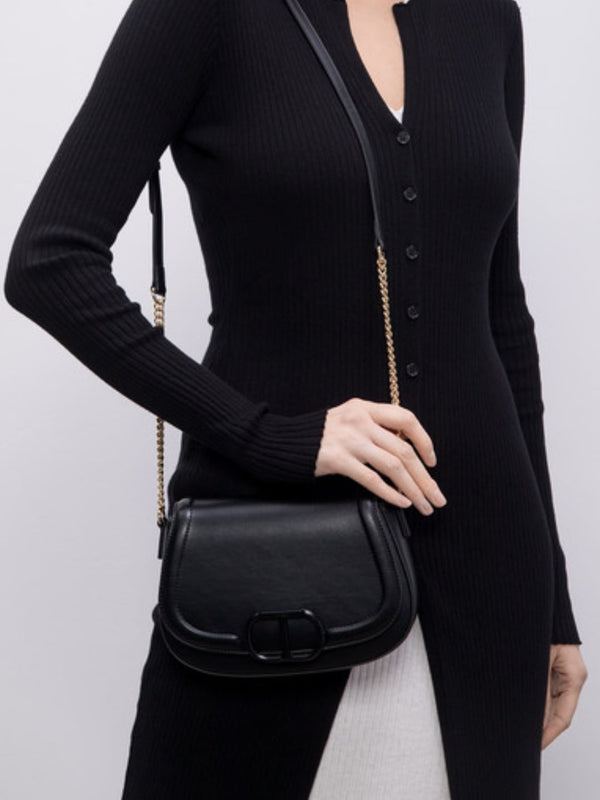 Twinset Borsa a tracolla Brera con apertura Oval T Nero
