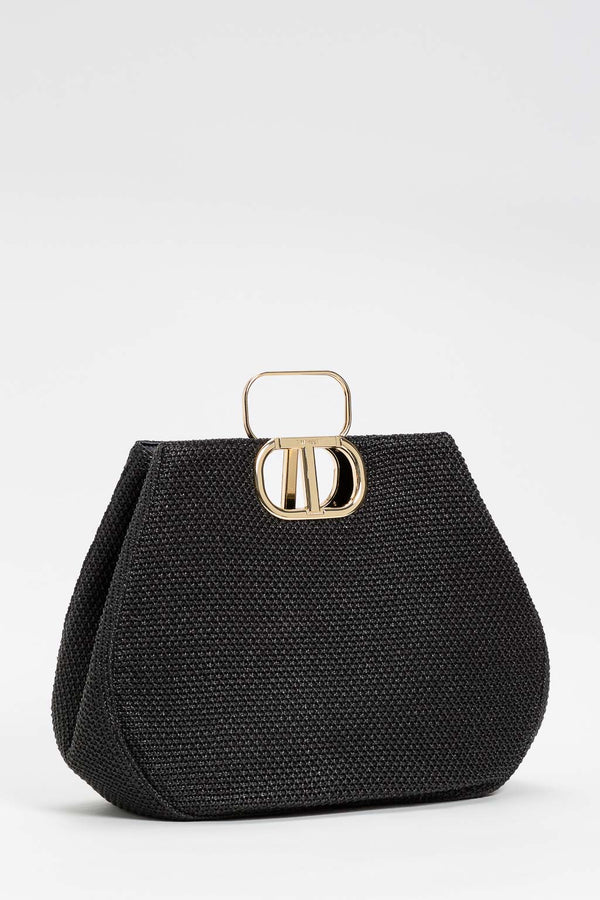 Twinset Borsa Lila grande in paglia intrecciata Nero