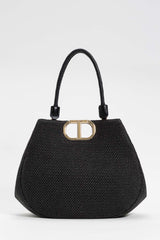 Twinset Borsa Lila grande in paglia intrecciata Nero