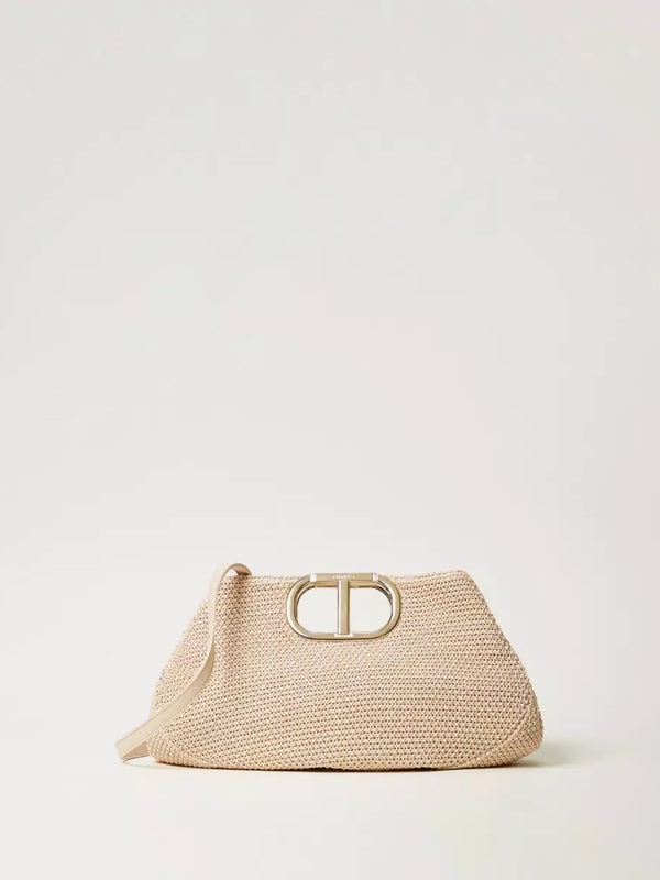 Twinset Borsa a tracolla Lila effetto paglia intrecciata Paglia