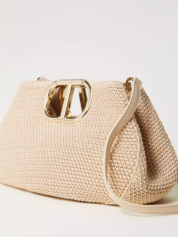 Twinset Borsa a tracolla Lila effetto paglia intrecciata Paglia
