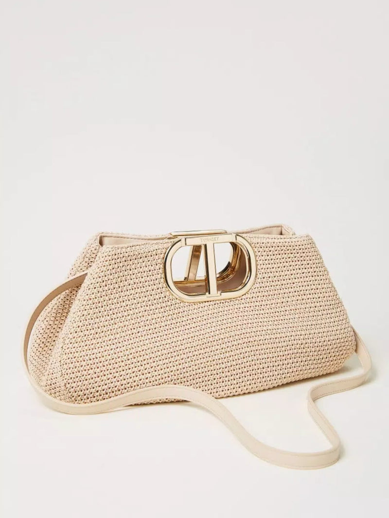 Twinset Borsa a tracolla Lila effetto paglia intrecciata Paglia