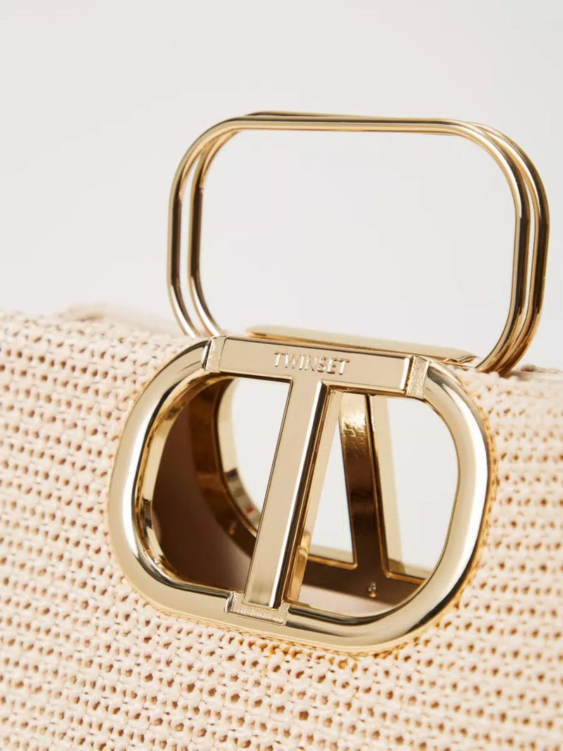 Twinset Borsa a tracolla Lila effetto paglia intrecciata Paglia