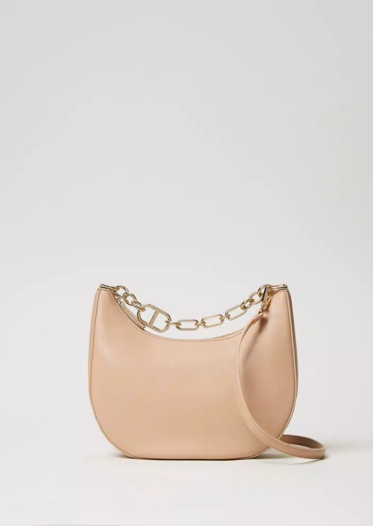 Twinset Borsa ‘Croissant’ con catena Oval T Beige