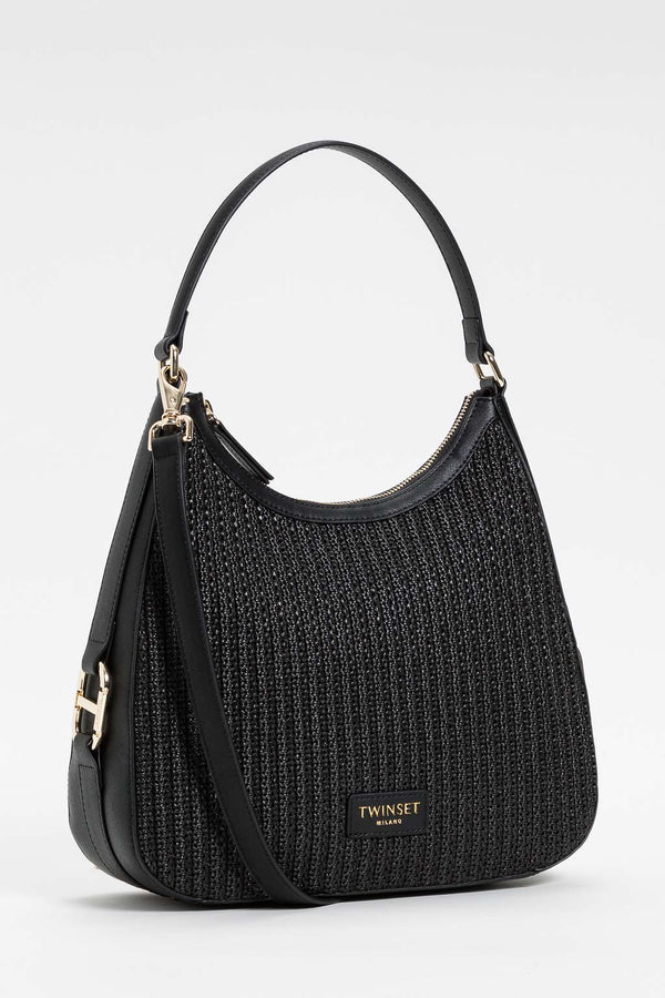 Twinset Borsa hobo Grace Paglia Nero