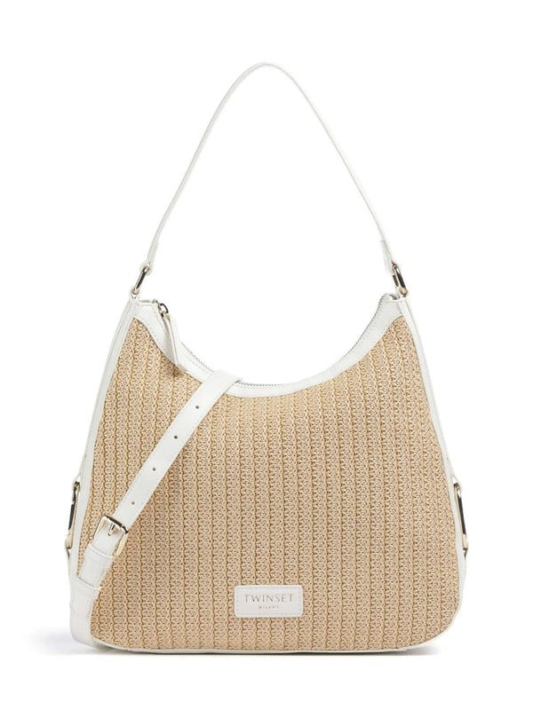 Twinset Borsa hobo Grace Paglia Bianco Ottico