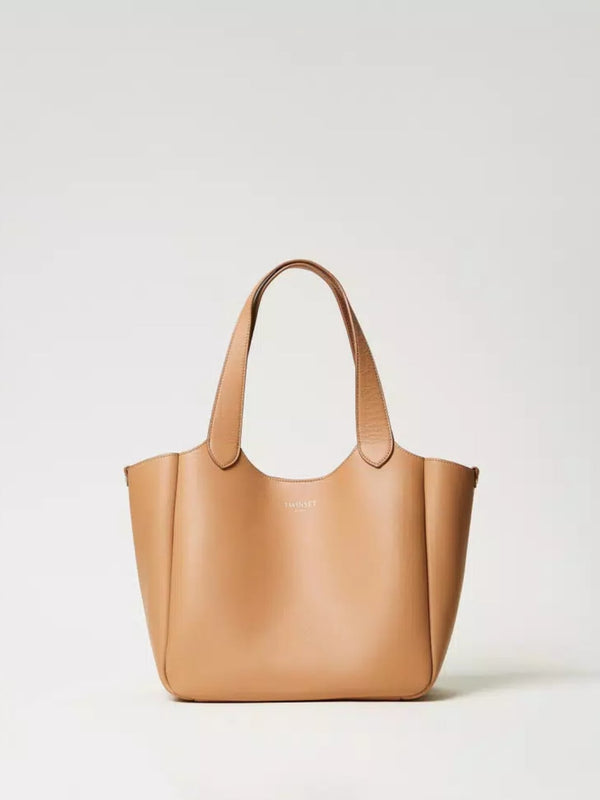 Twinset Borsa shopper Forever in pelle Camel