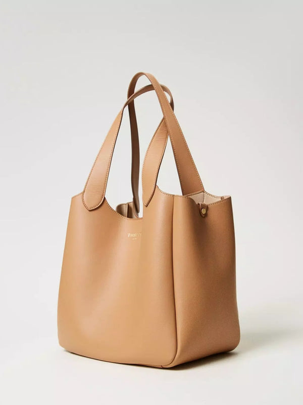 Twinset Borsa shopper Forever in pelle Camel