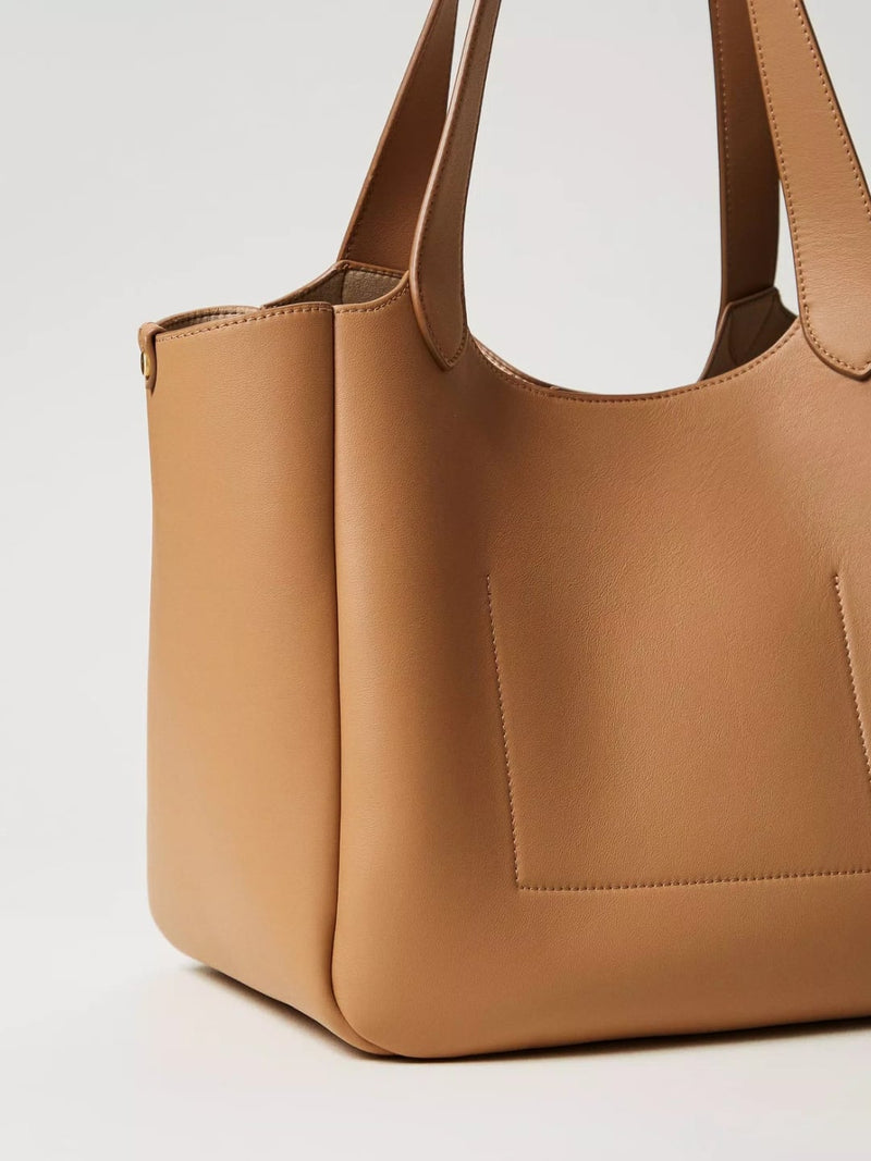 Twinset Borsa shopper Forever in pelle Camel