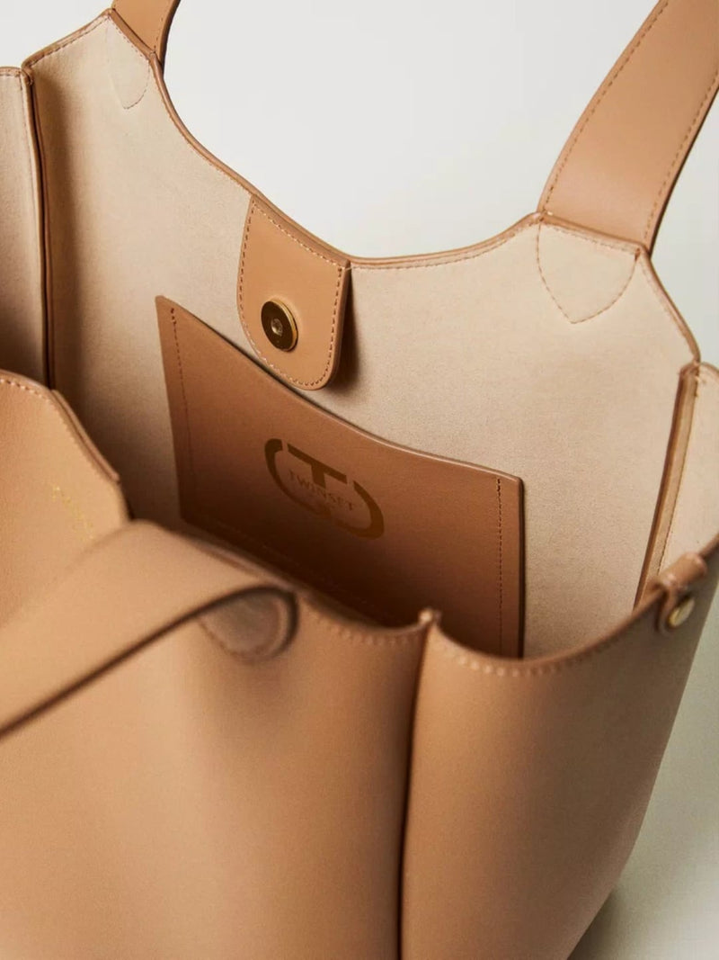 Twinset Borsa shopper Forever in pelle Camel