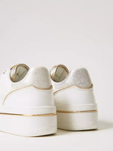 Twinset Sneakers platform in pelle laminata Bianco Ottico Oro