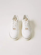 Twinset Sneakers platform in pelle laminata Bianco Ottico Oro