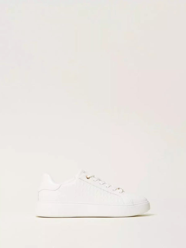 Twinset Sneakers in pelle con logo Bianco Ottico