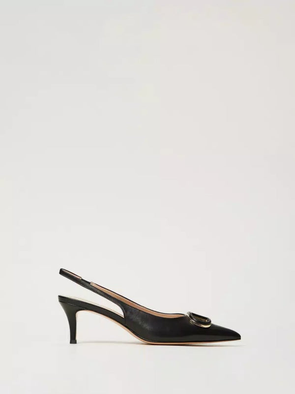Twinset Décolleté sling back con Oval T Nero