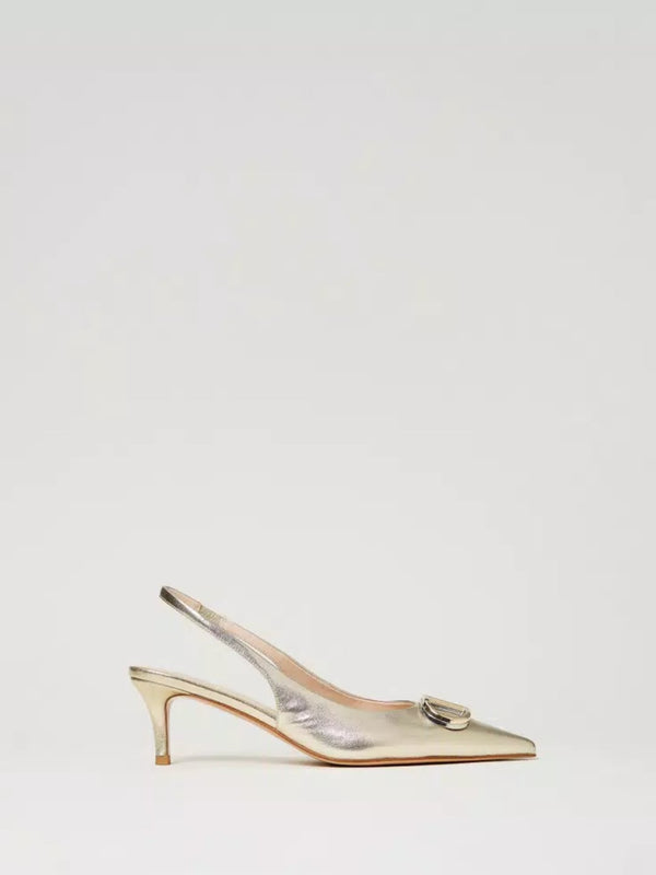 Twinset Décolleté sling back con Oval T Platino
