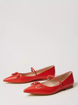 Twinset Ballerine in pelle con Oval T Coralline