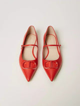 Twinset Ballerine in pelle con Oval T Coralline