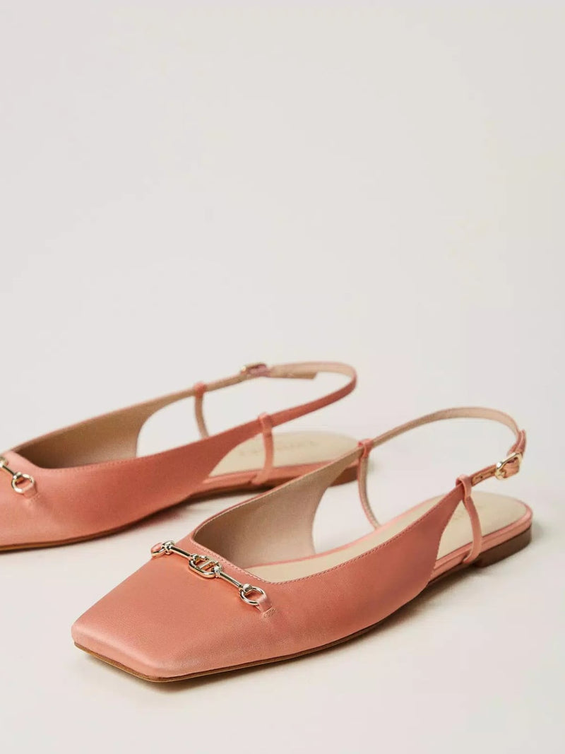 Twinset Ballerine sling back in raso Salmone