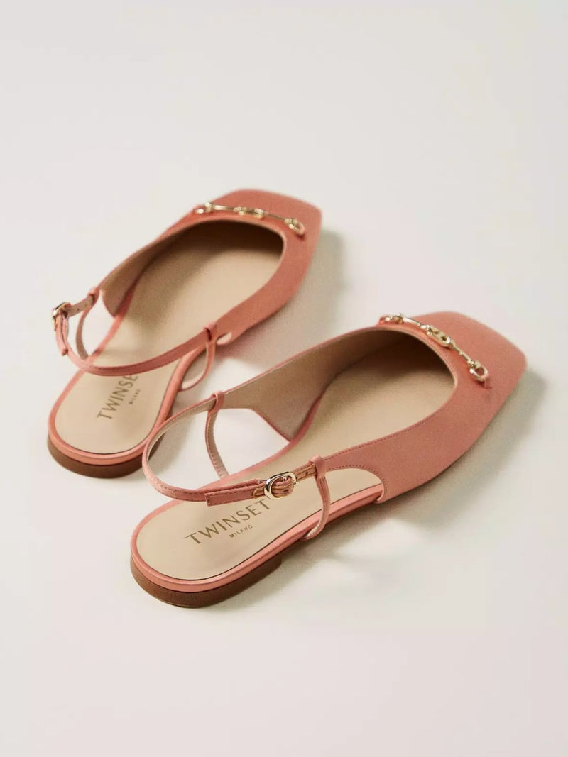 Twinset Ballerine sling back in raso Salmone