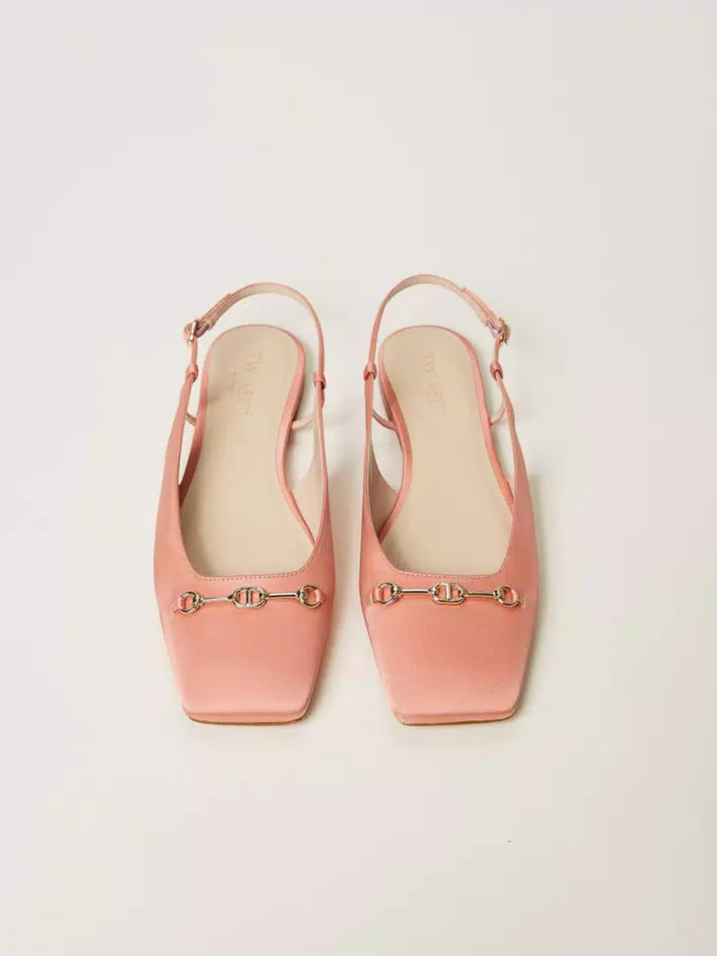 Twinset Ballerine sling back in raso Salmone