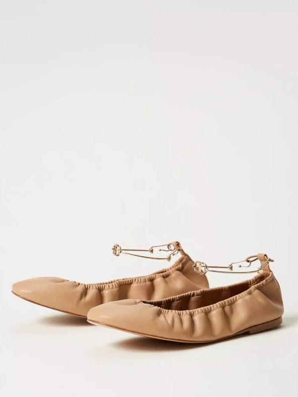 Twinset Ballerine con cinturino Camel
