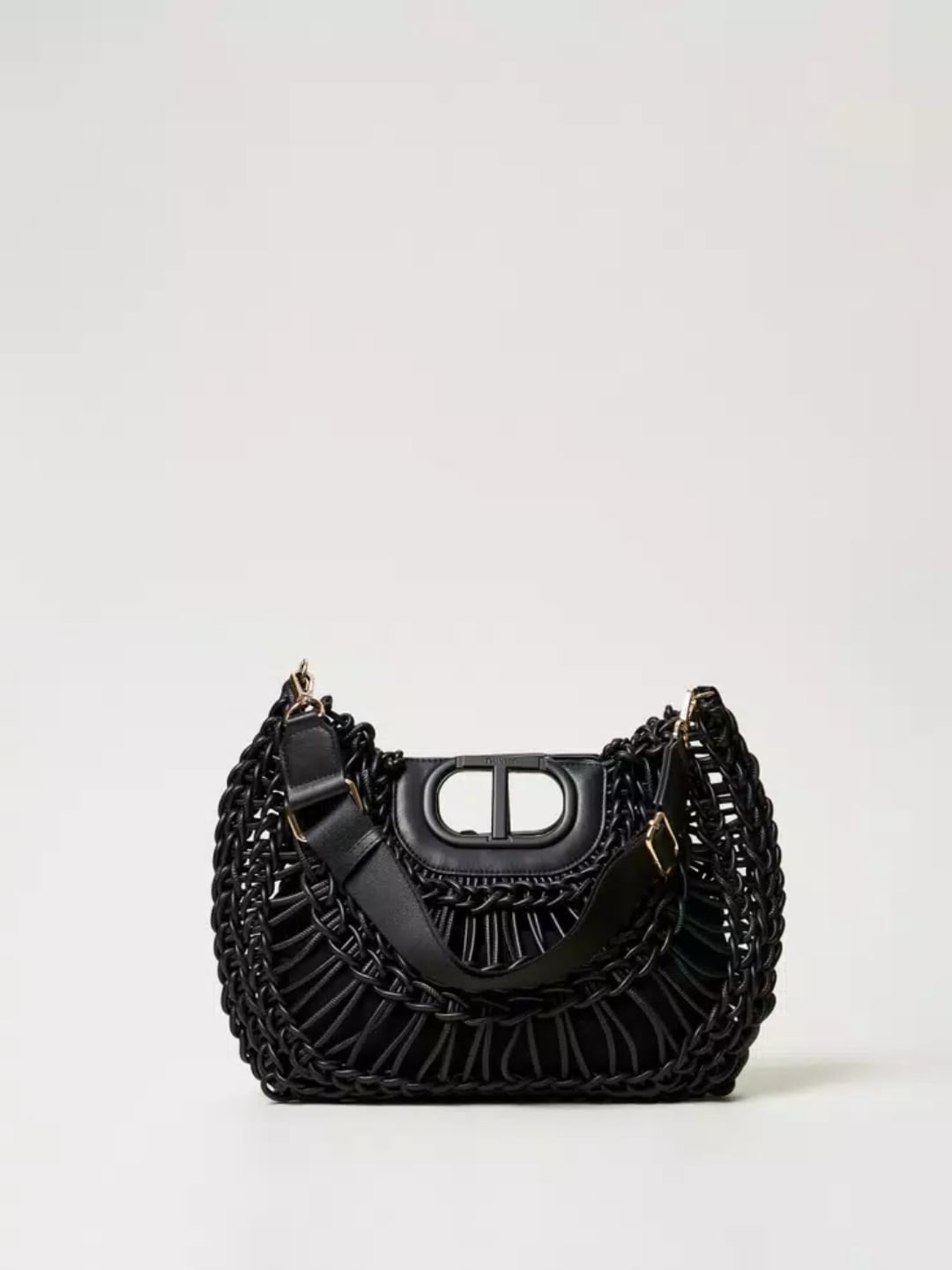 Twinset Borsa shopper Lila con manico Oval T Nero