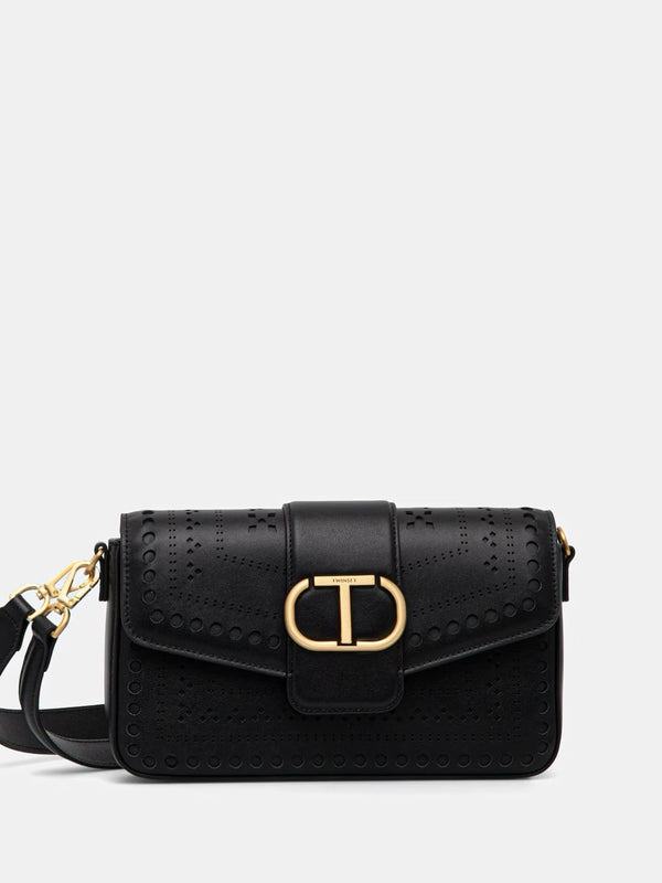 Twinset Borsa a tracolla Amie in pelle traforata Nero