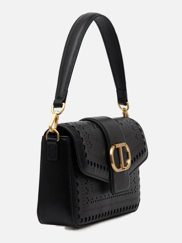 Twinset Borsa a tracolla Amie in pelle traforata Nero
