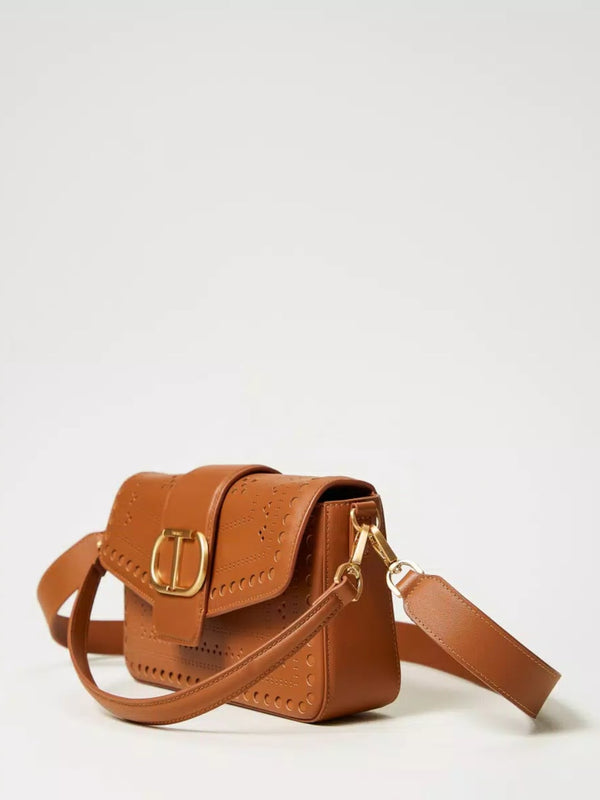 Twinset Borsa a tracolla Amie in pelle traforata Cuoio