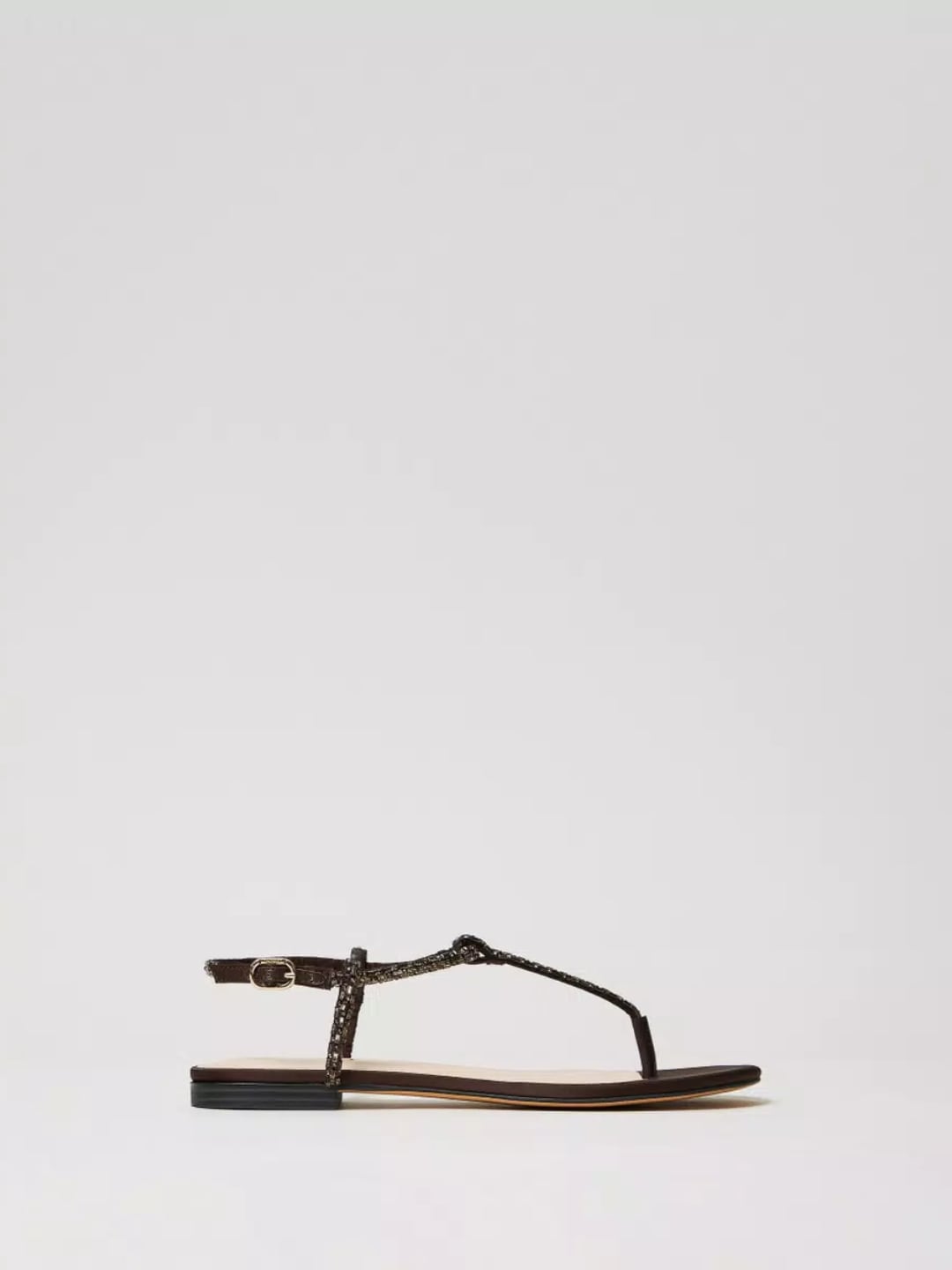 Twinset Sandali flat infradito con strass Chocolate Lab