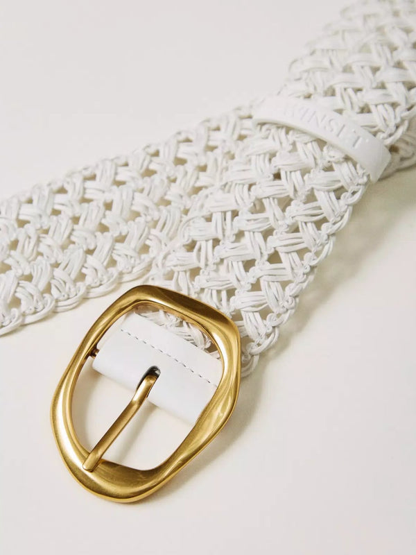 Twinset Cintura in pelle intrecciata Neve