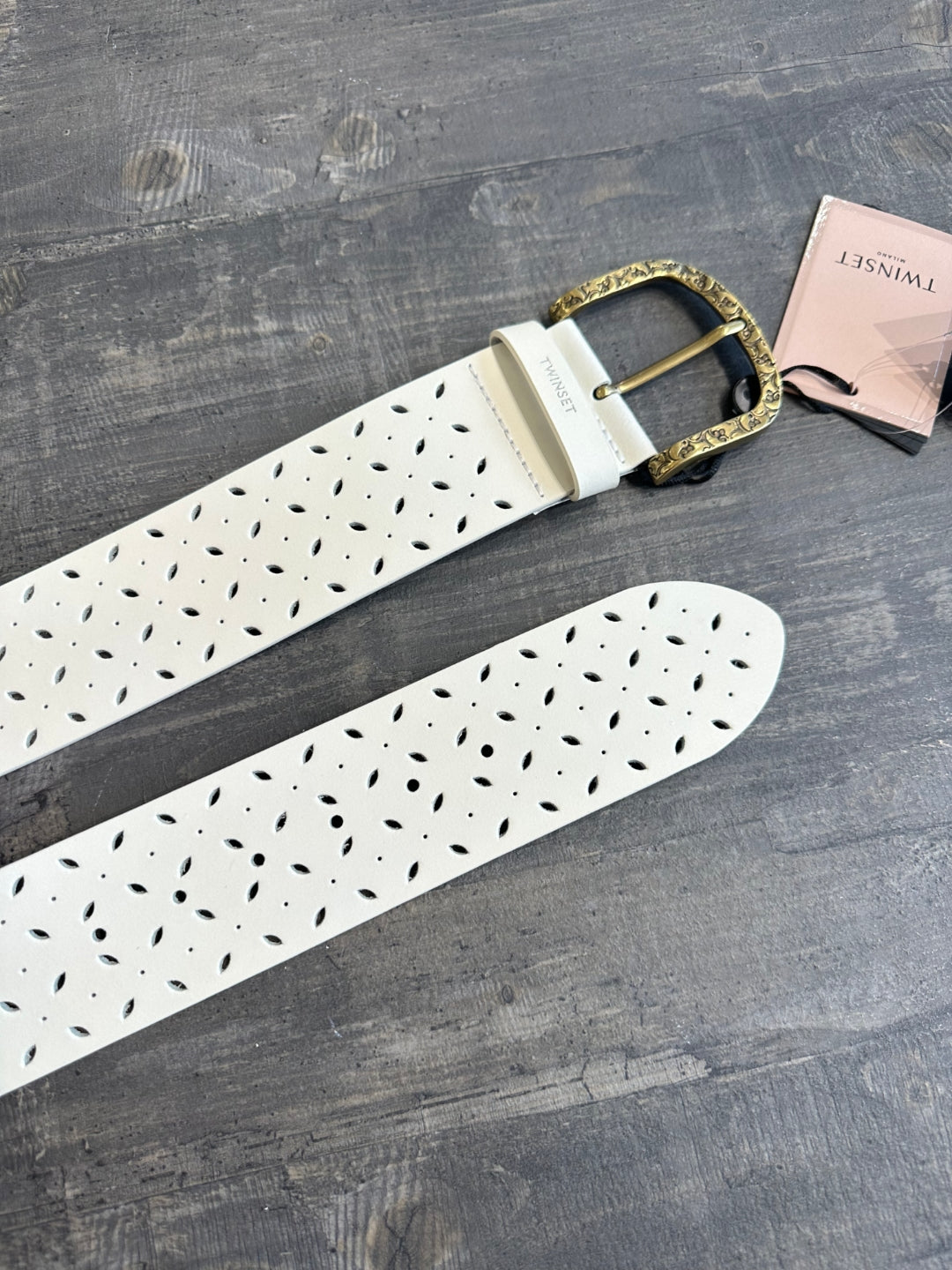 Twinset Cintura in pelle traforata Neve