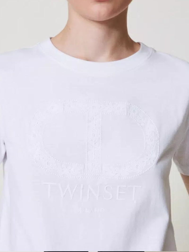 Twinset T-shirt con Oval T ricamato Bianco