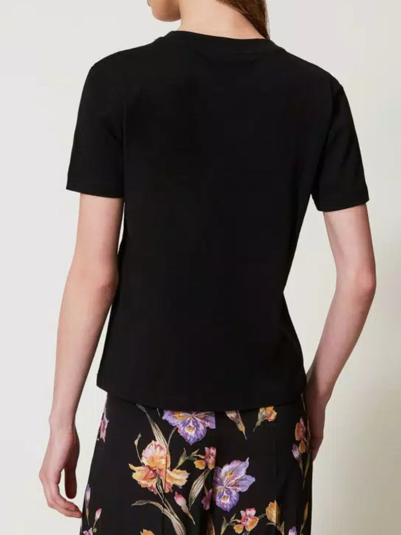 Twinset T-shirt con Oval T ricamato Nero