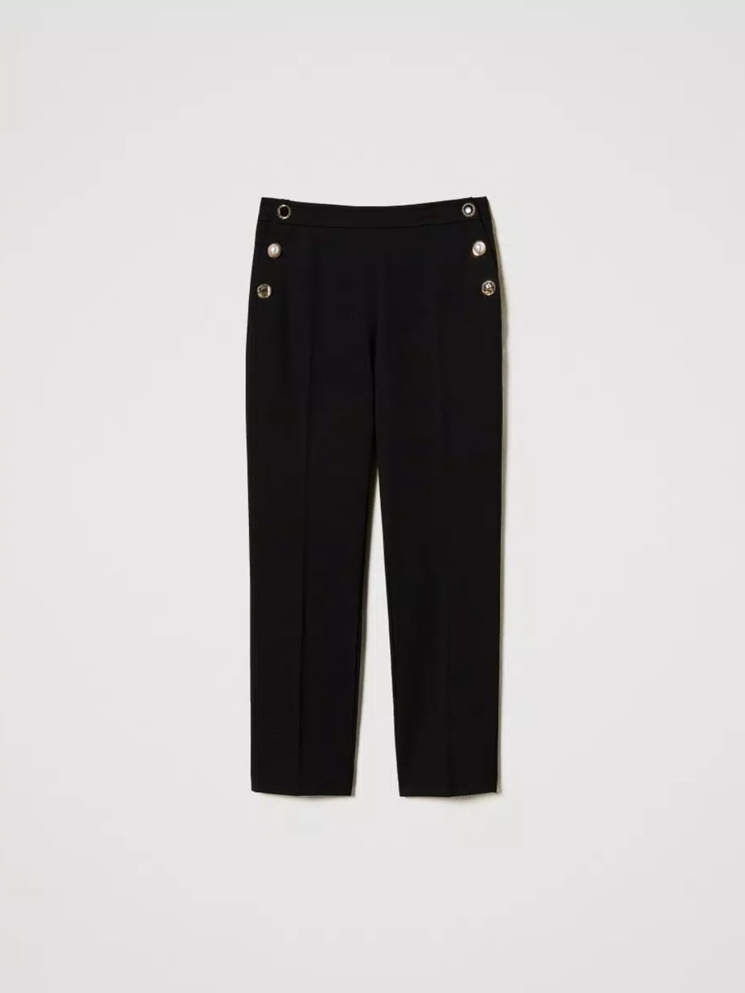 Twinset Pantaloni con bottoni gioiello Nero