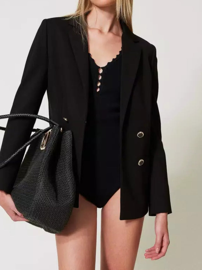 Twinset Giacca doppiopetto con bottoni gioiello Nero