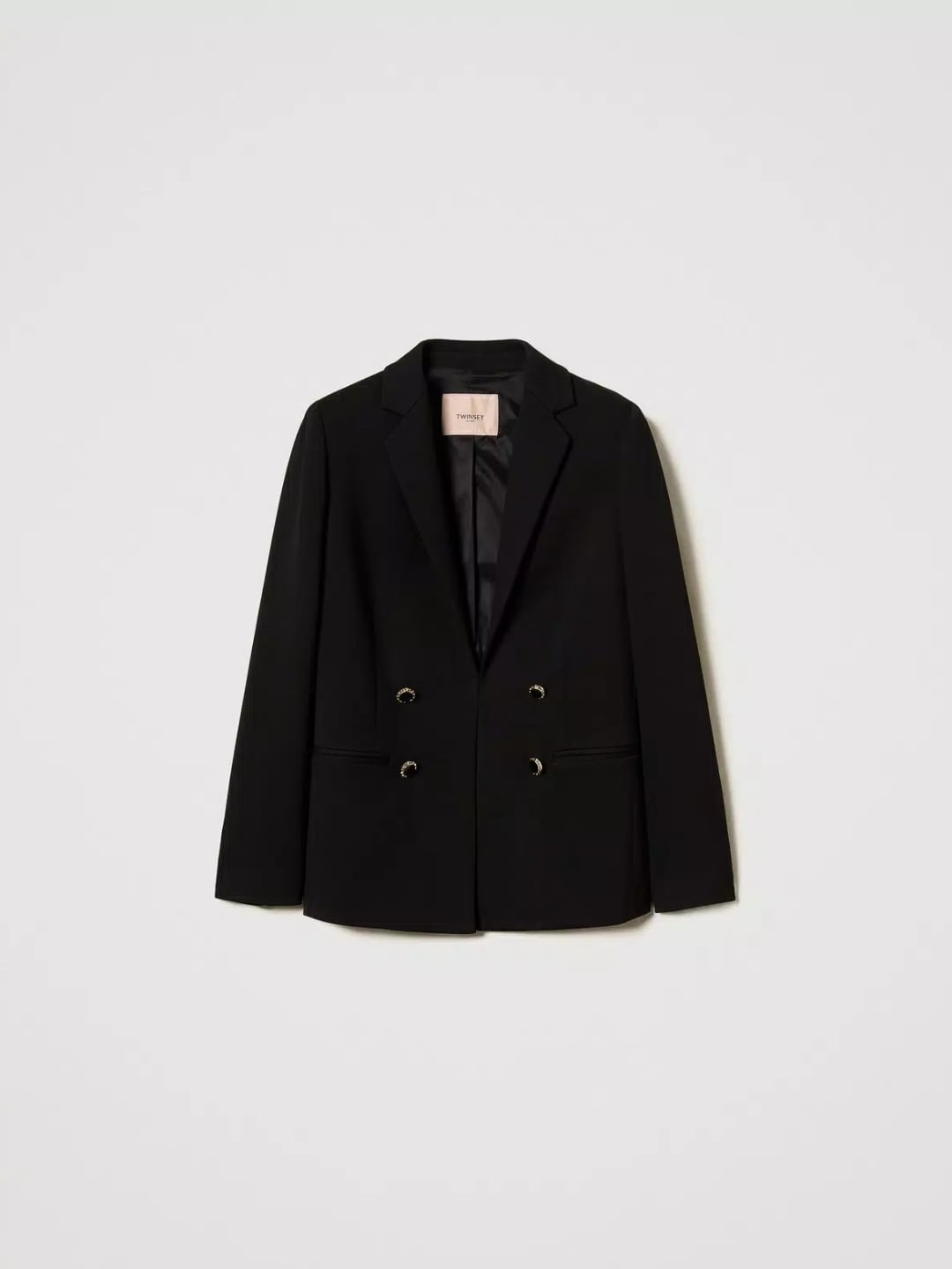 Twinset Giacca doppiopetto con bottoni gioiello Nero