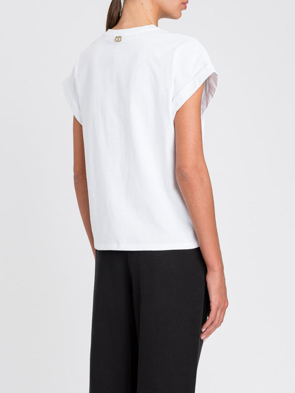 Twinset T-shirt a kimono con pizzo Bianco Ottico