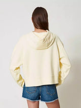 Twinset Felpa corta con Oval T floreale ricamato Vanilla